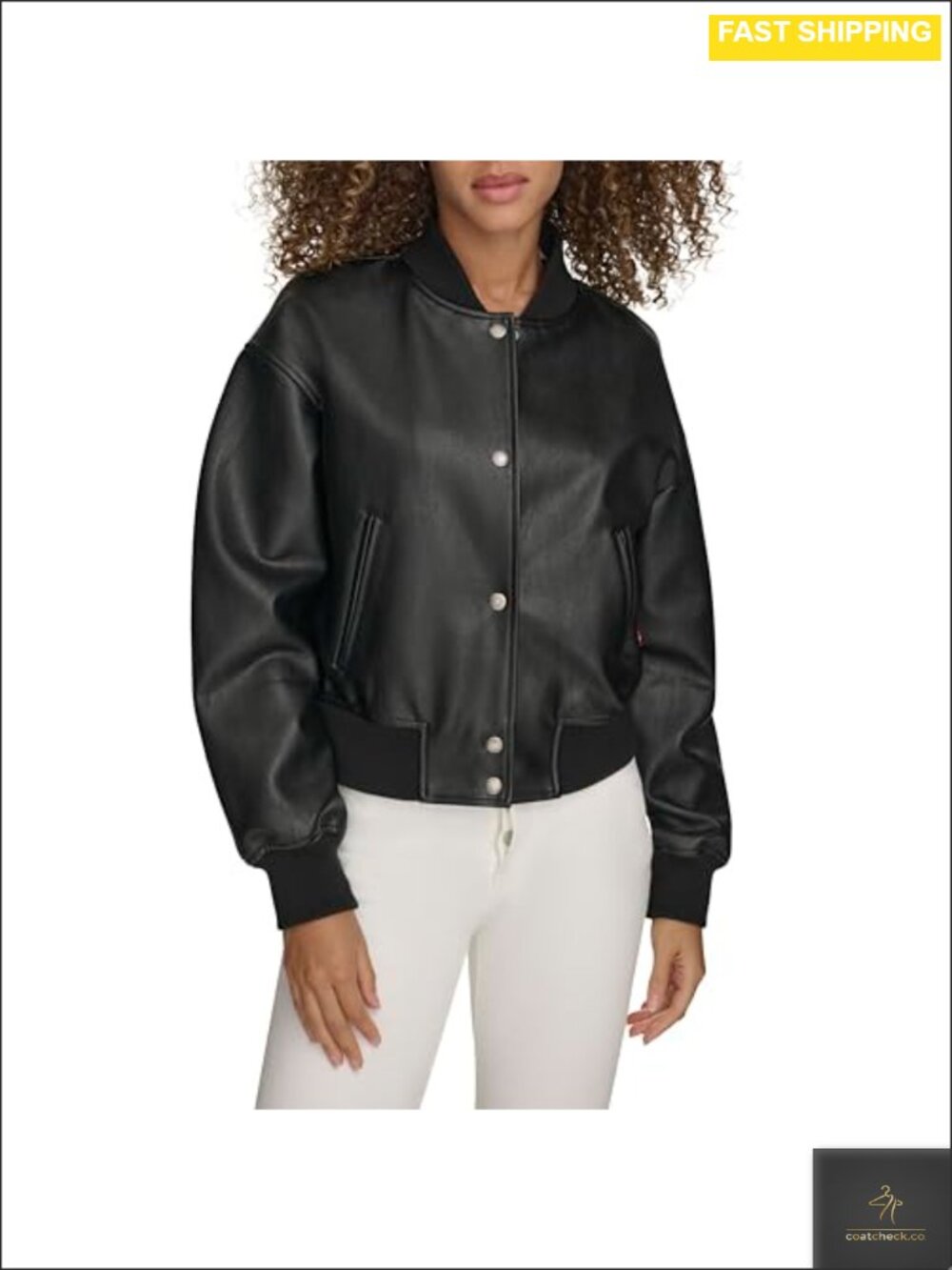 Levi's Varsity Bomber Jacket Snap Closure Cropped Fitted